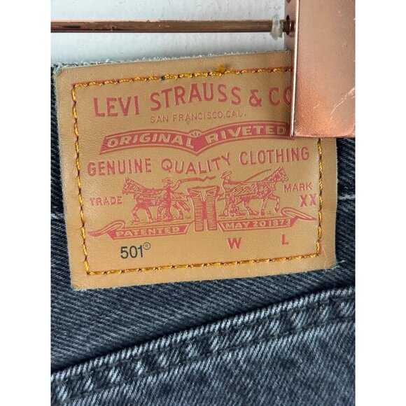 VTG Levi’s 501 Mens Button Fly Big E Red Tab Jeans Black Gray Denim Size W29 L30 - Picture 6 of 13